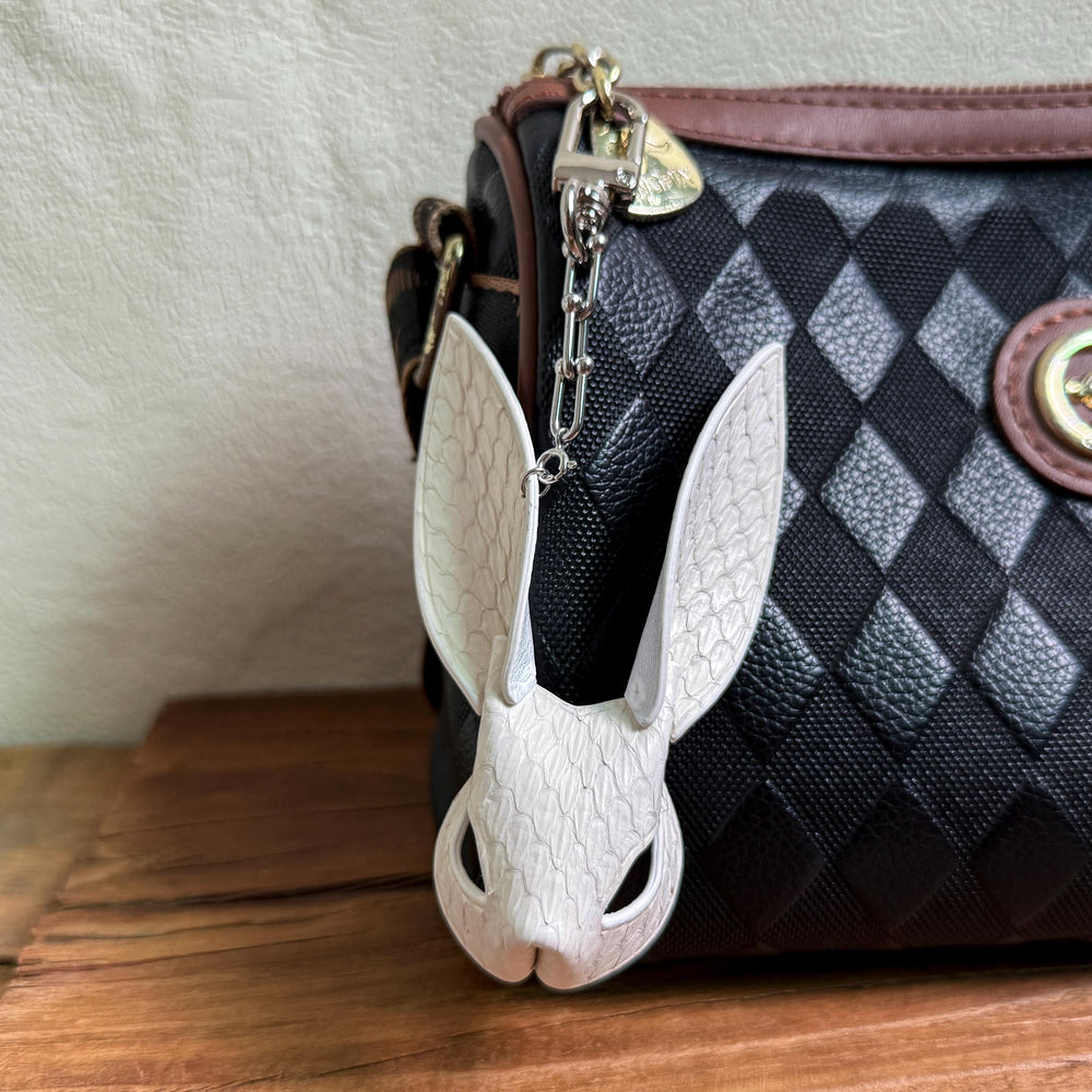Snakeskin Leather Bunny Keychain