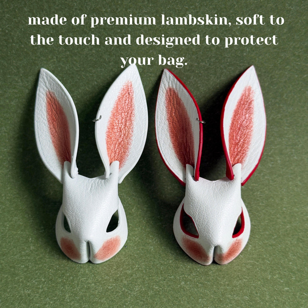 Pink & Red Ear Lambskin Bunny Bag Charm