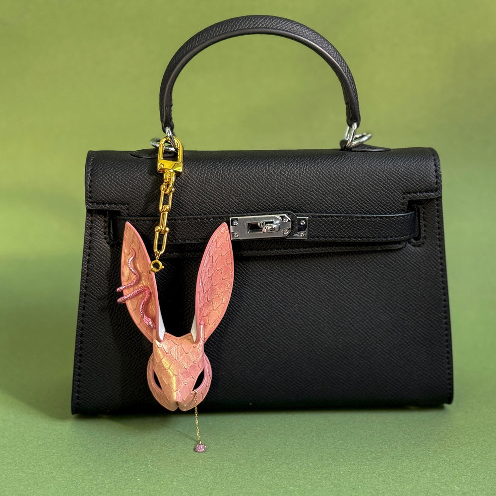 Pink Snakeskin & Lambskin Bunny Bag Charm