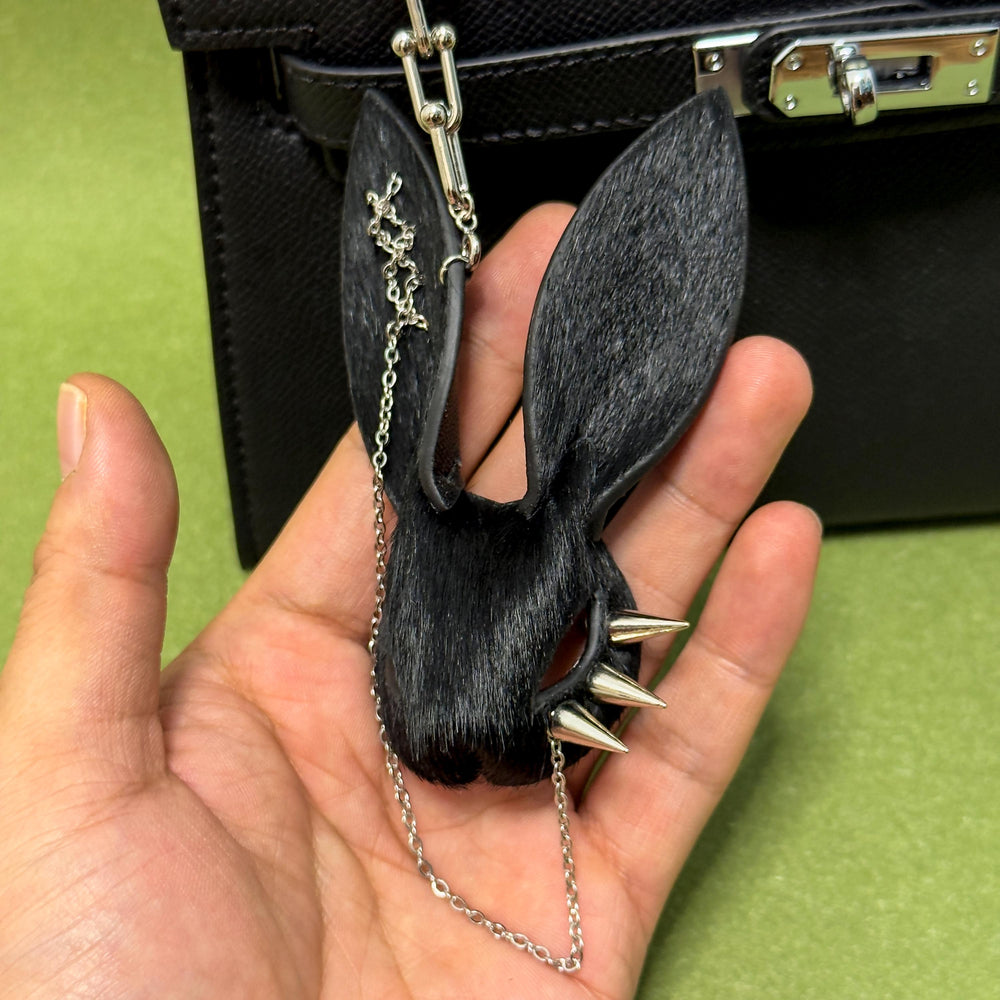 Gothic Horsehair & Lambskin Bunny Bag Charm