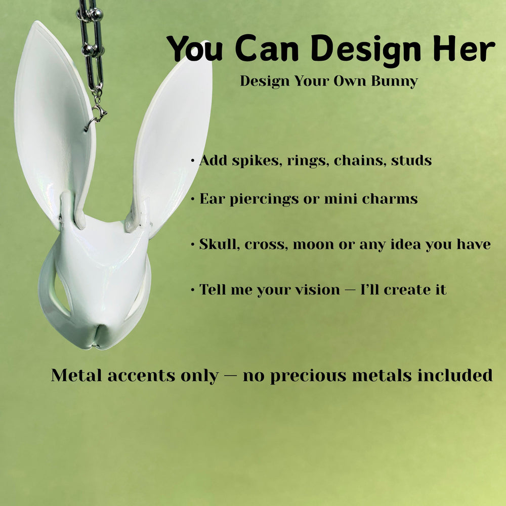 Custom White Lambskin Bunny Bag Charm