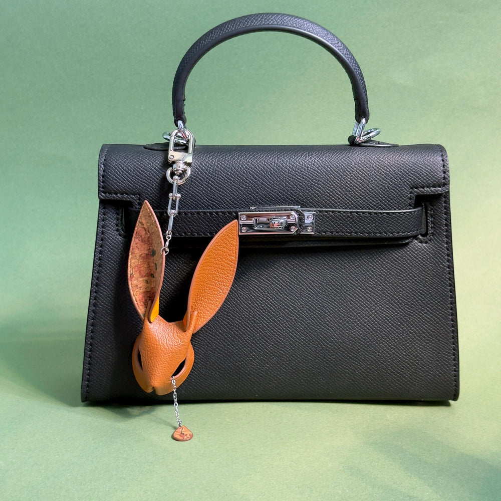 Brown Lambskin & Cork Bunny Bag Charm
