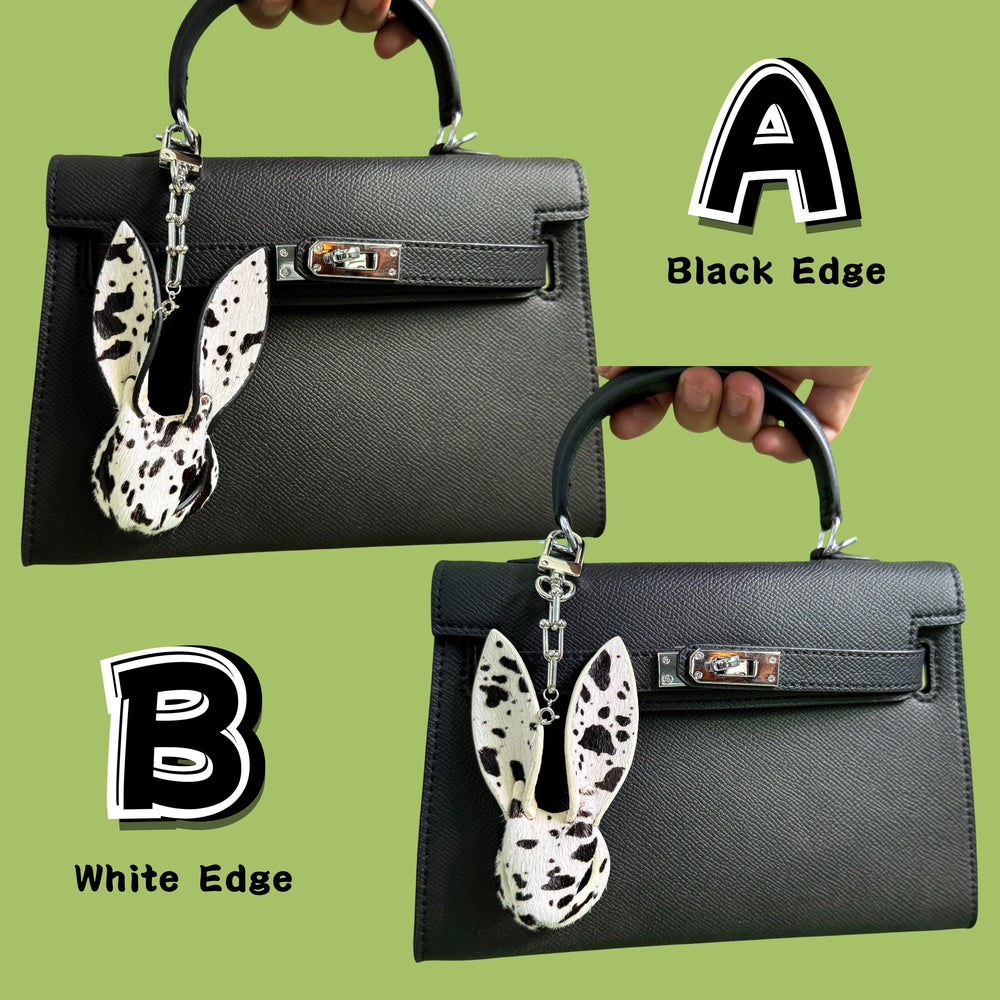 Horsehair Bunny Bag Charm with Contrast Edges