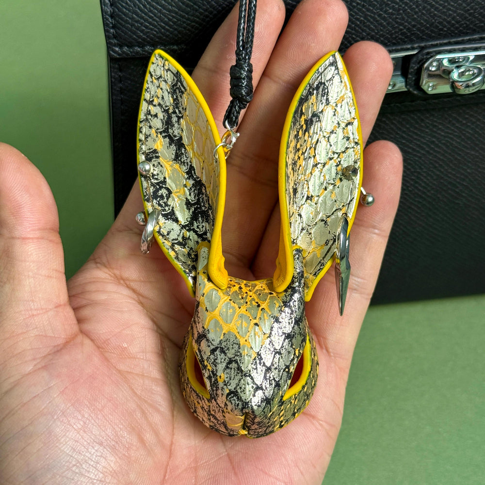 Gothic Lambskin & Snakeskin Bunny Bag Charm