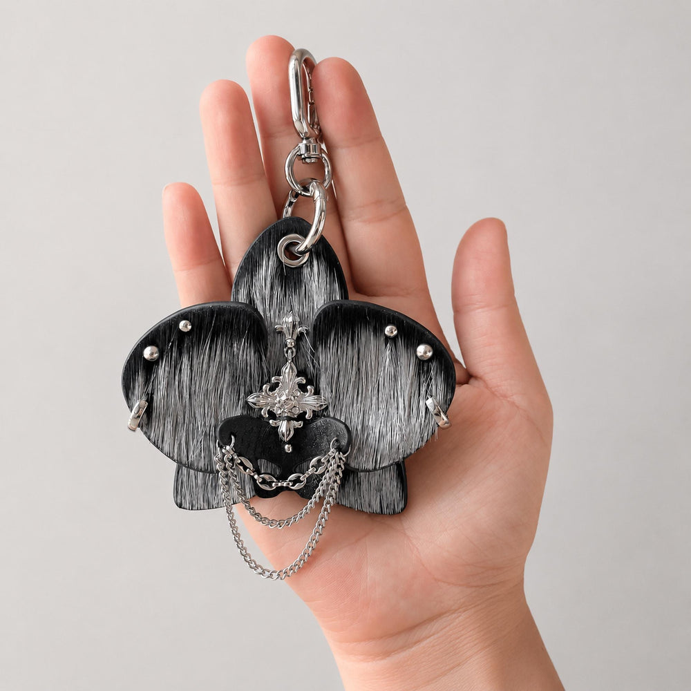 Silver Horsehair Leather Orchid Bag Charm
