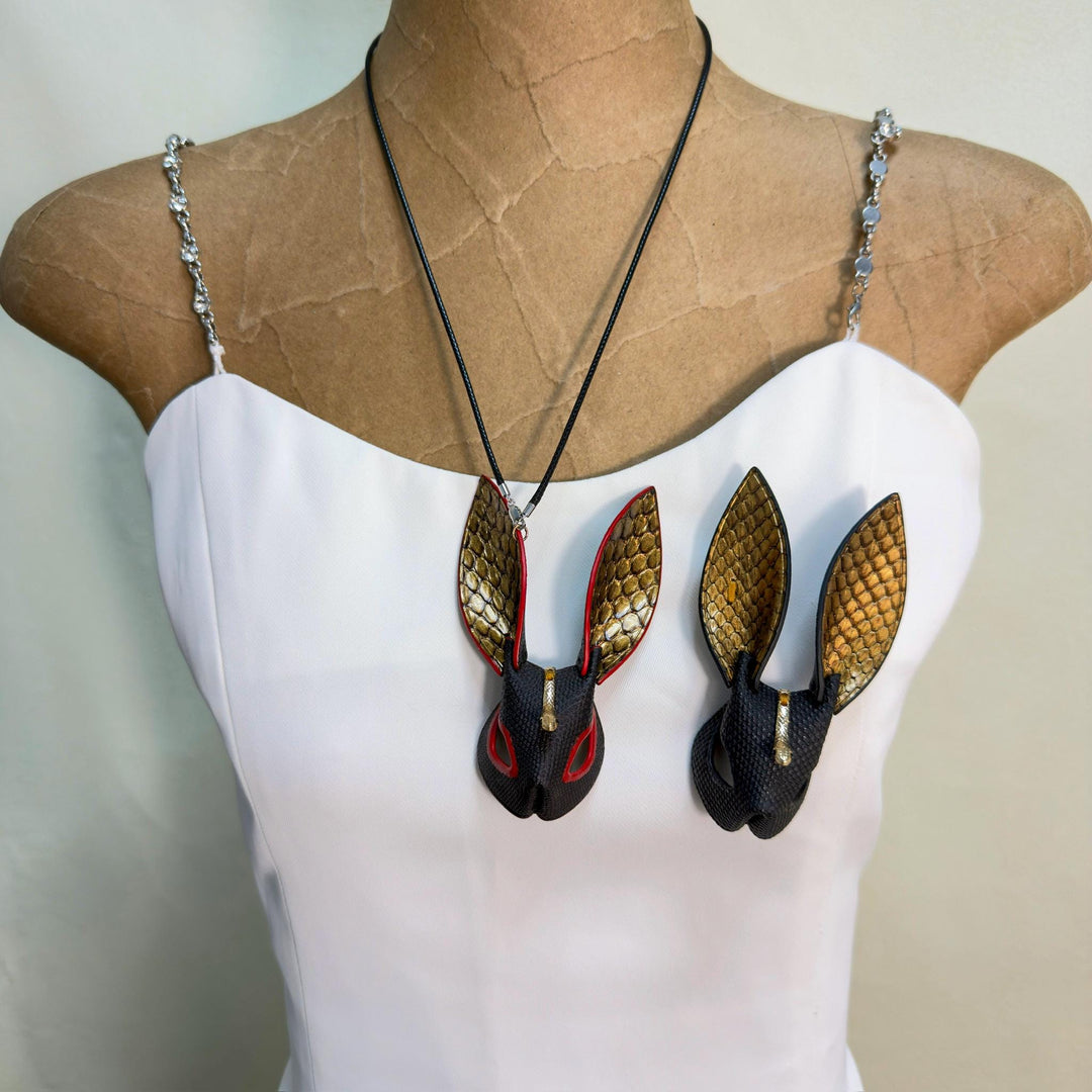 Lambskin & Snakeskin Rabbit Keychain Charm — product photograph 19