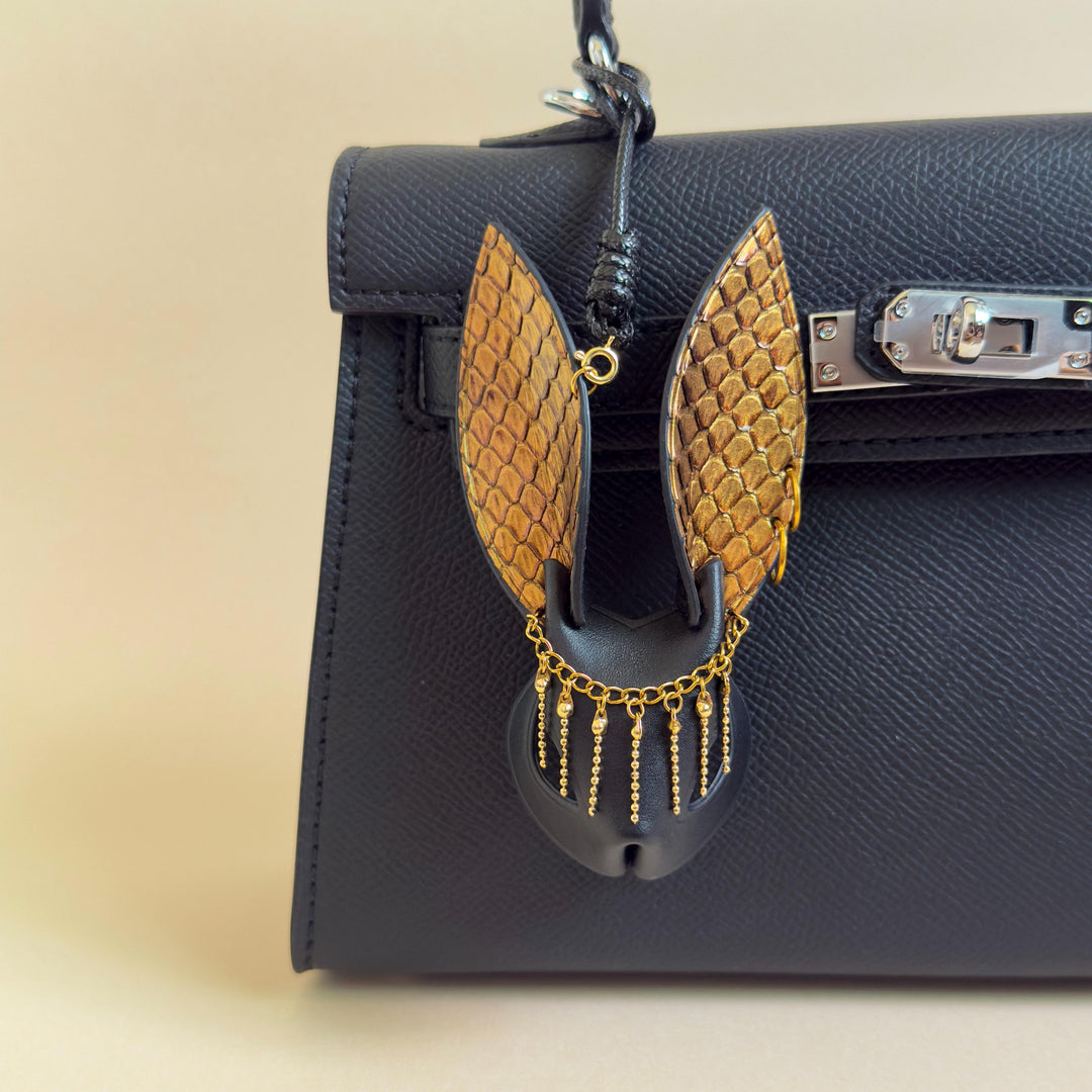 Snakeskin & Calfskin Bunny Bag Charm — product photograph 1
