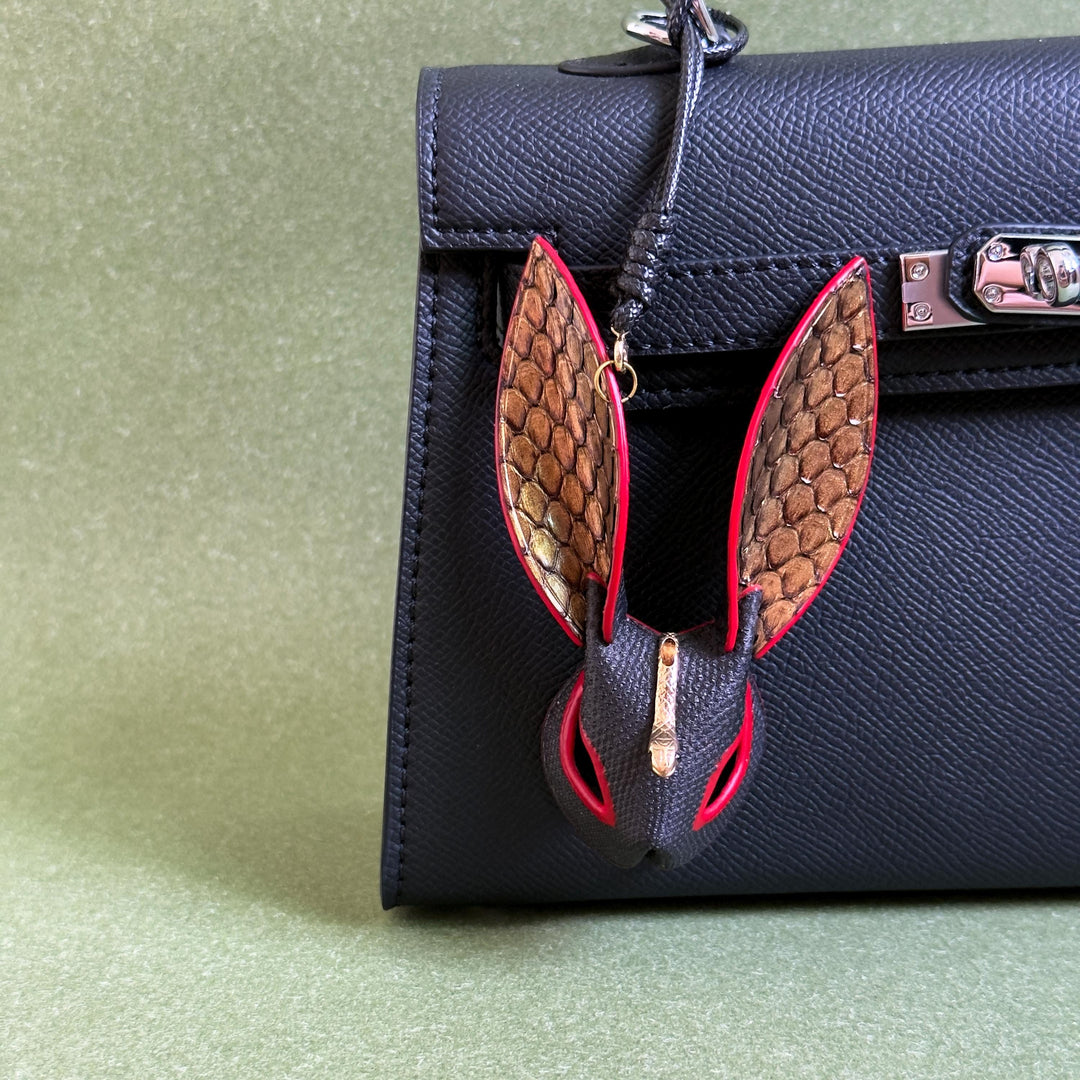 Lambskin & Snakeskin Rabbit Keychain Charm — product photograph 4