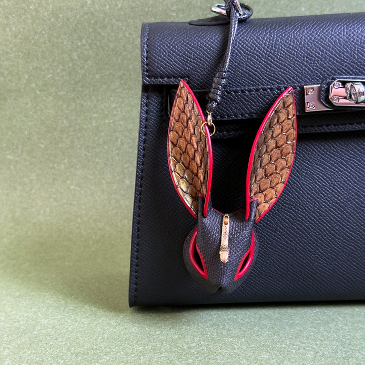 Lambskin & Snakeskin Rabbit Keychain Charm — product photograph 4