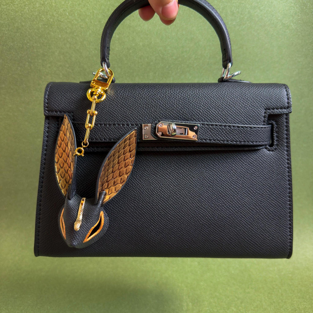 Lambskin & Snakeskin Rabbit Keychain Charm — product photograph 9