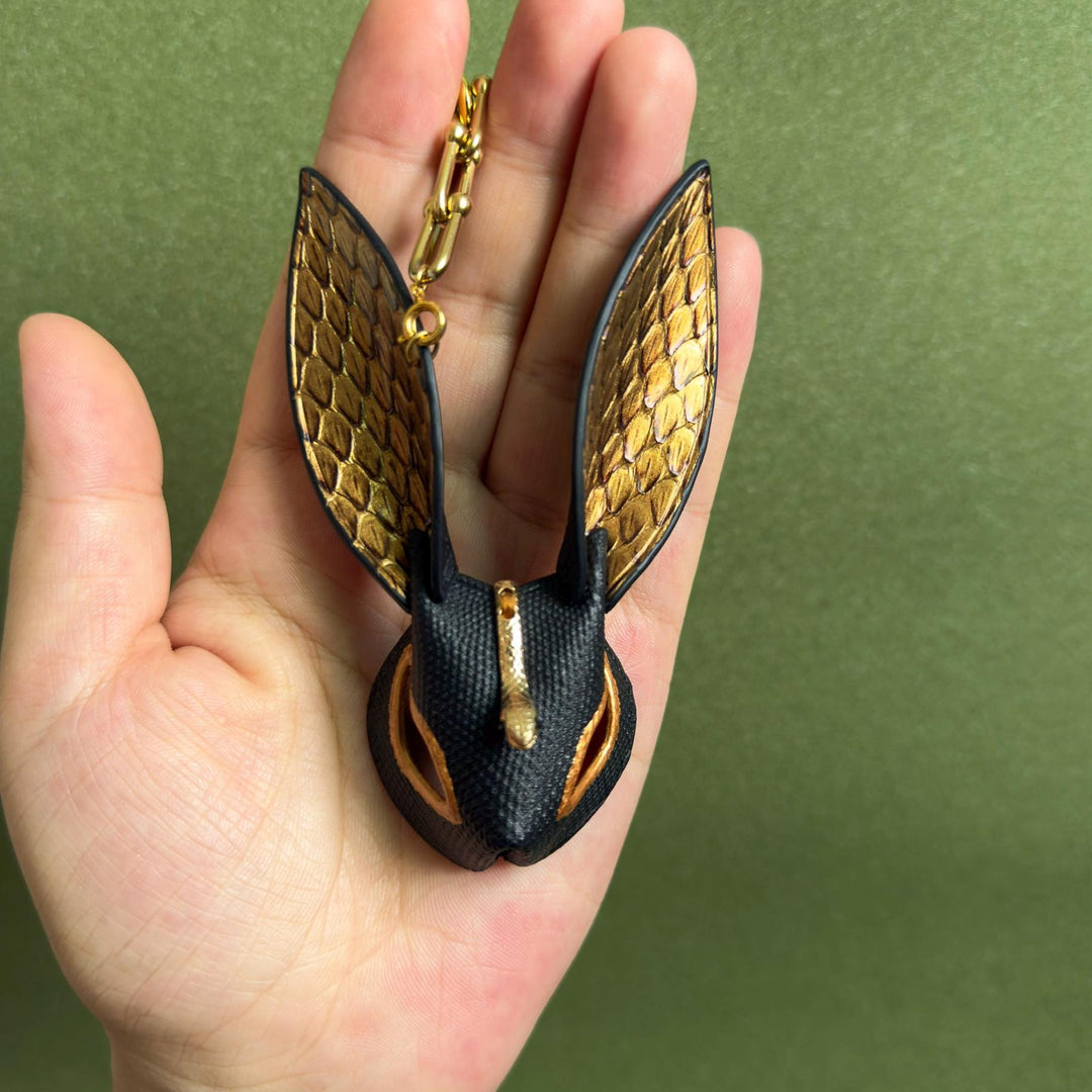 Lambskin & Snakeskin Rabbit Keychain Charm — product photograph 17