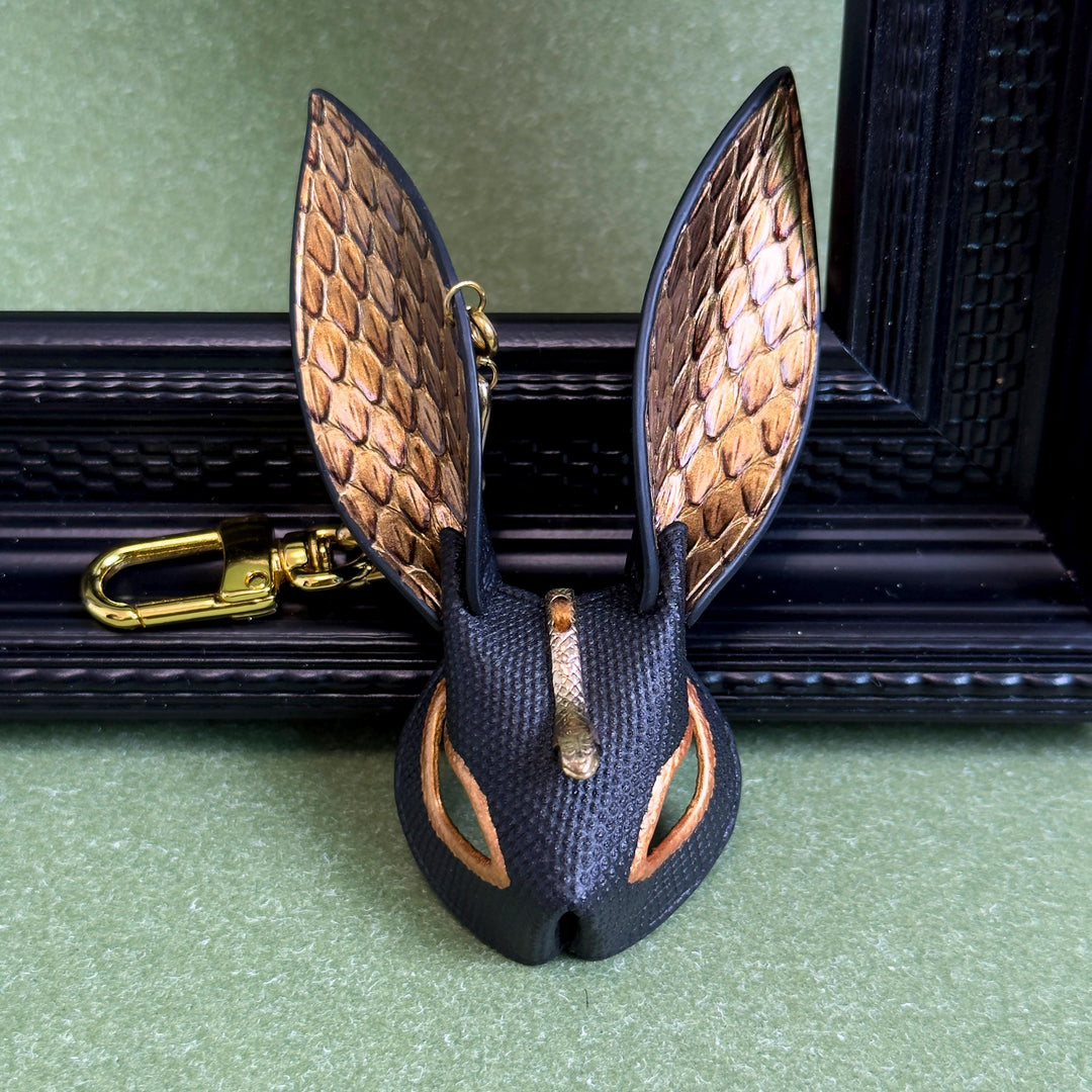 Lambskin & Snakeskin Rabbit Keychain Charm — product photograph 13