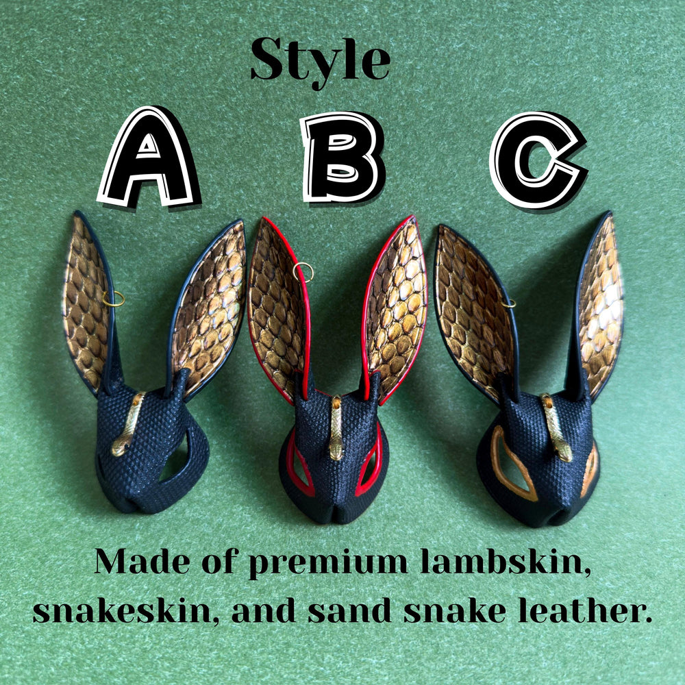 Lambskin & Snakeskin Rabbit Keychain Charm — product photograph 2