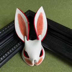 Pink & Red Ear Lambskin Bunny Bag Charm — product photograph 10