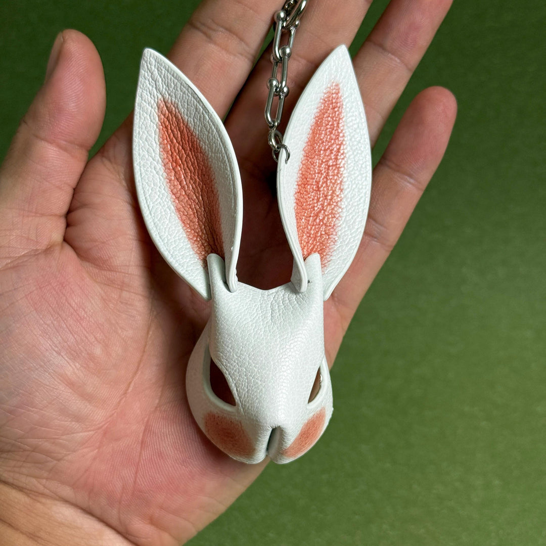 Pink & Red Ear Lambskin Bunny Bag Charm — product photograph 15