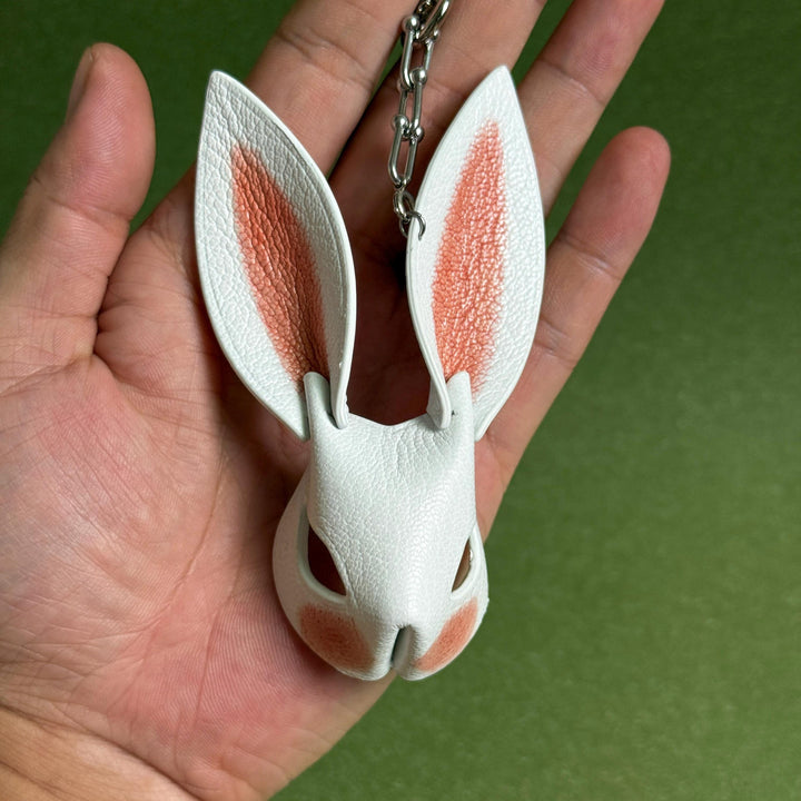 Pink & Red Ear Lambskin Bunny Bag Charm — product photograph 15