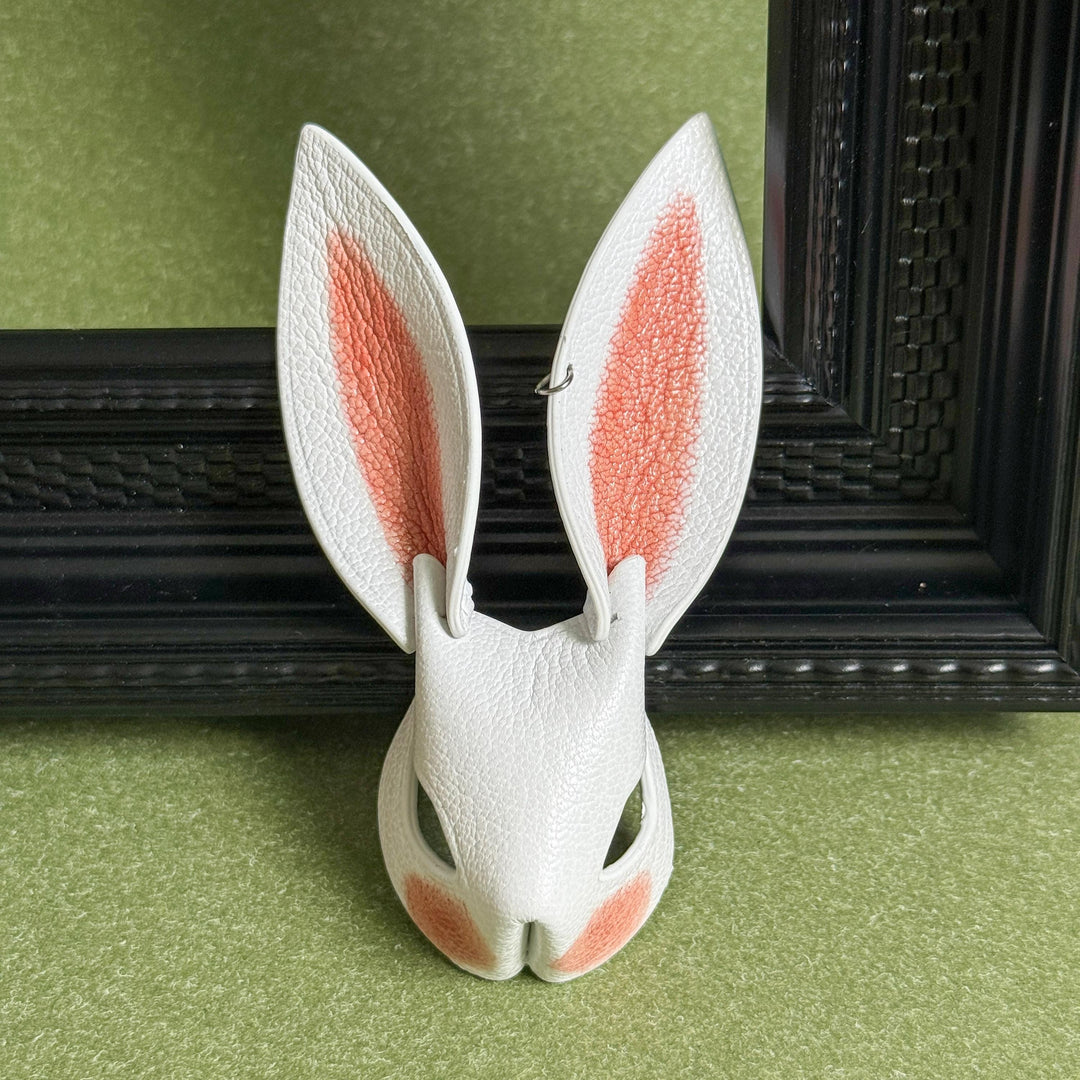 Pink & Red Ear Lambskin Bunny Bag Charm — product photograph 12