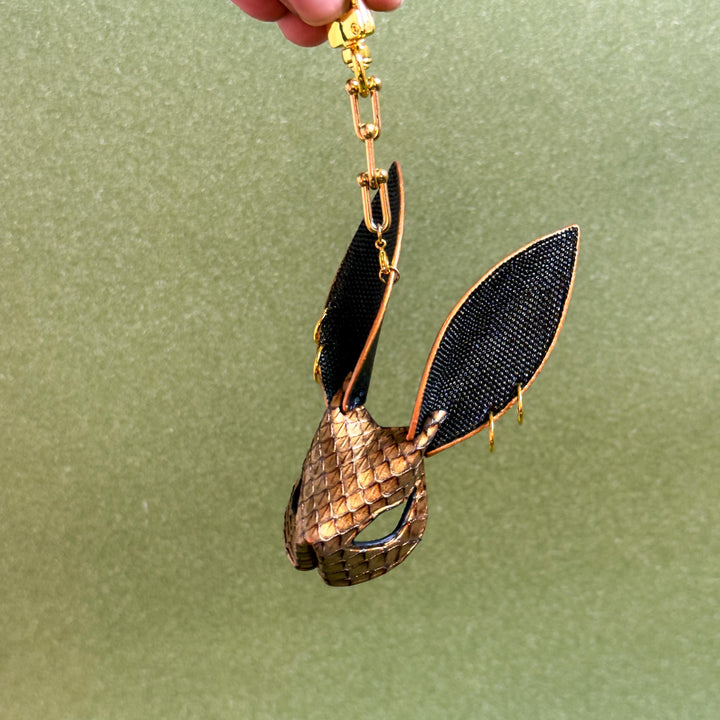 Gold Snakeskin Bunny Keychain Charm — product photograph 11