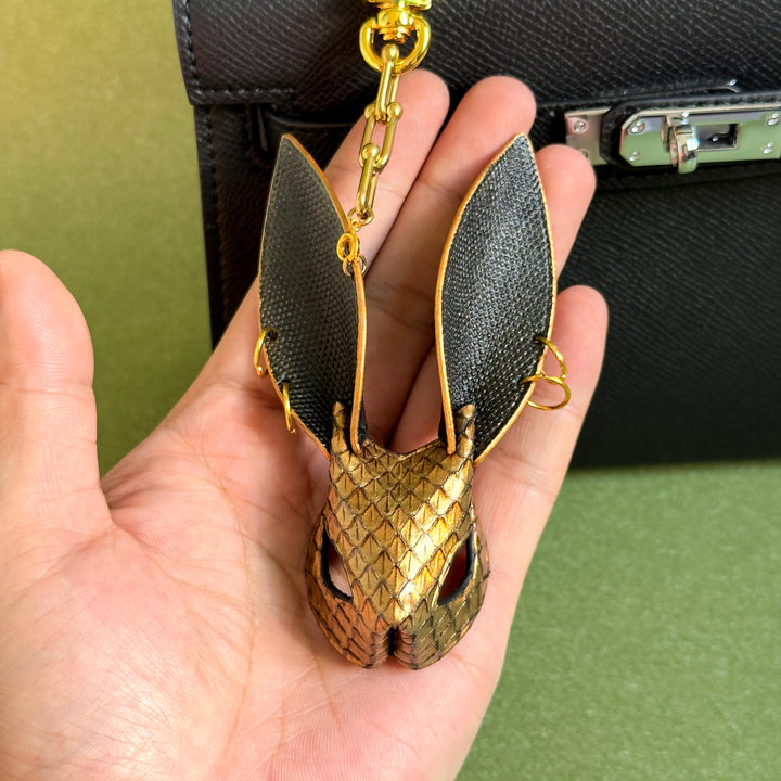 Gold Snakeskin Bunny Keychain Charm — product photograph 5