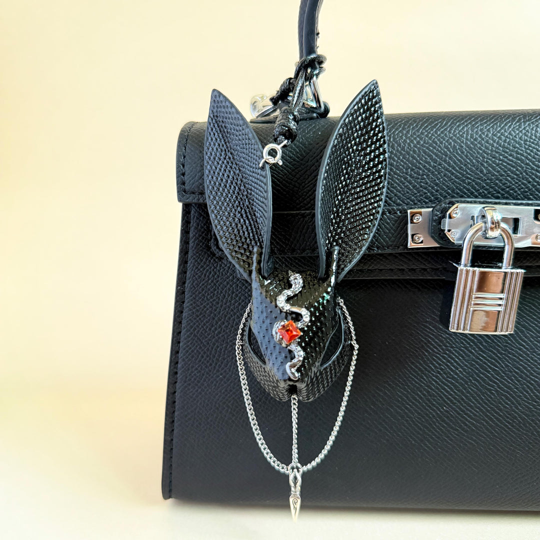 Sand Snakeskin & Lambskin Bunny Bag Charm — product photograph 1