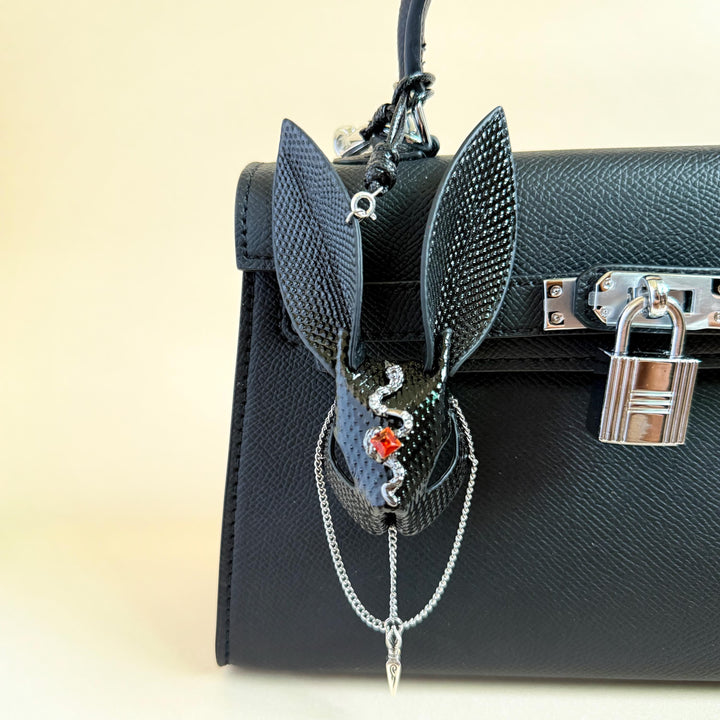 Sand Snakeskin & Lambskin Bunny Bag Charm — product photograph 1