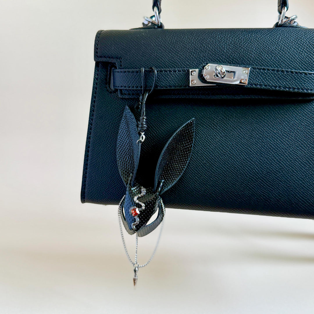 Sand Snakeskin & Lambskin Bunny Bag Charm — product photograph 9