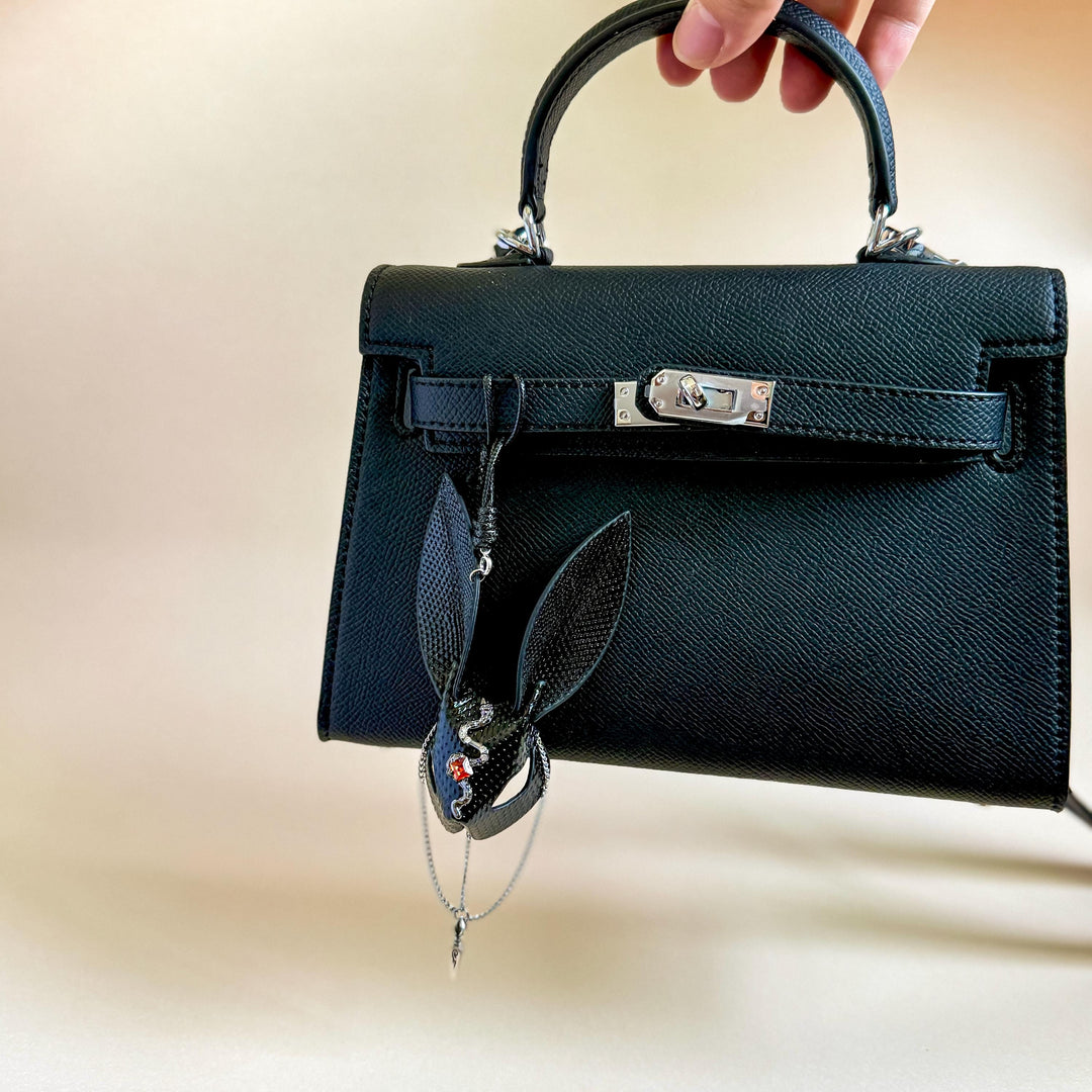 Sand Snakeskin & Lambskin Bunny Bag Charm — product photograph 3