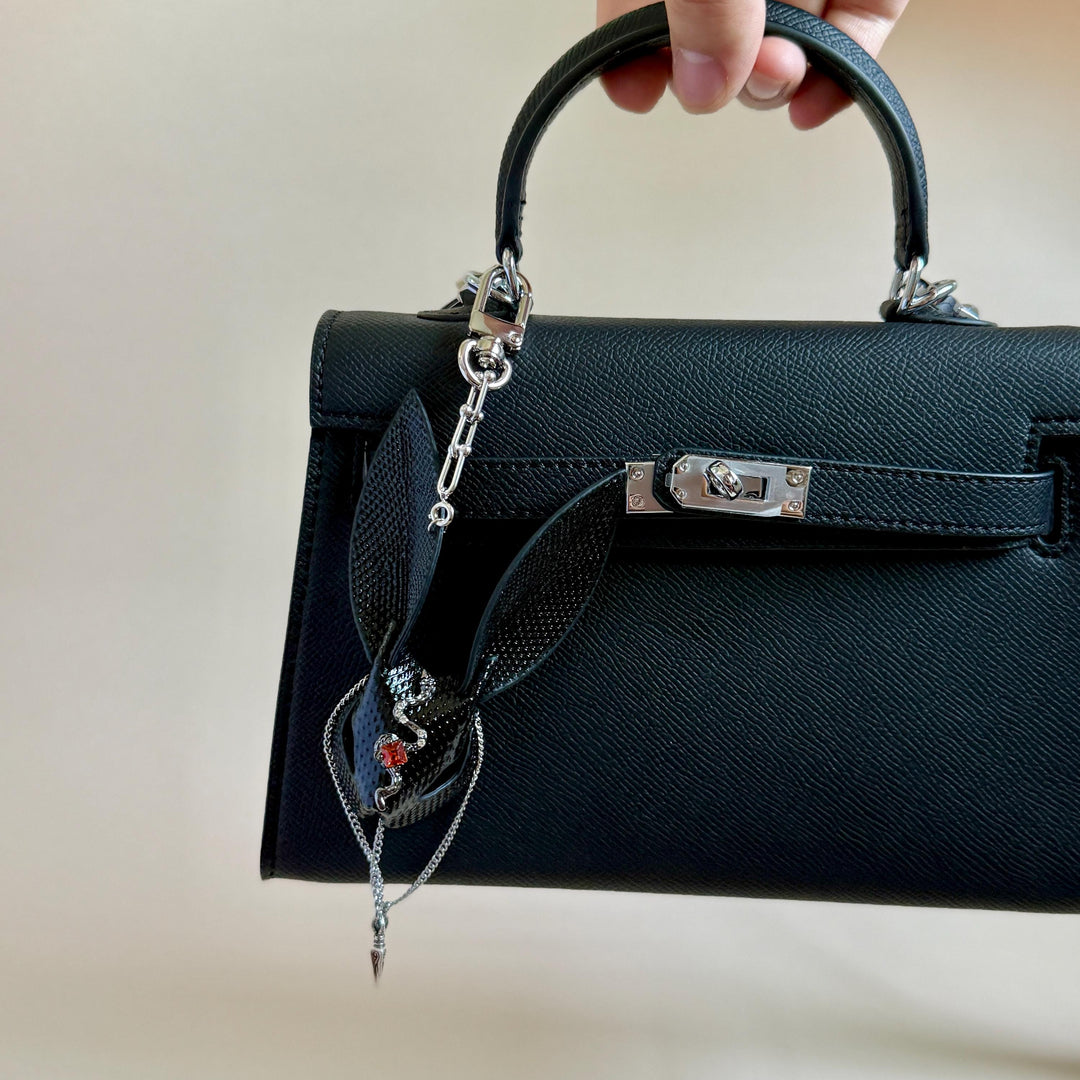 Sand Snakeskin & Lambskin Bunny Bag Charm — product photograph 4