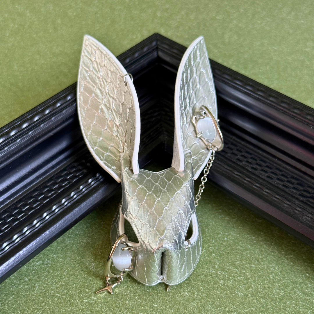 Silver Snakeskin Bunny Bag Charm — product photograph 11
