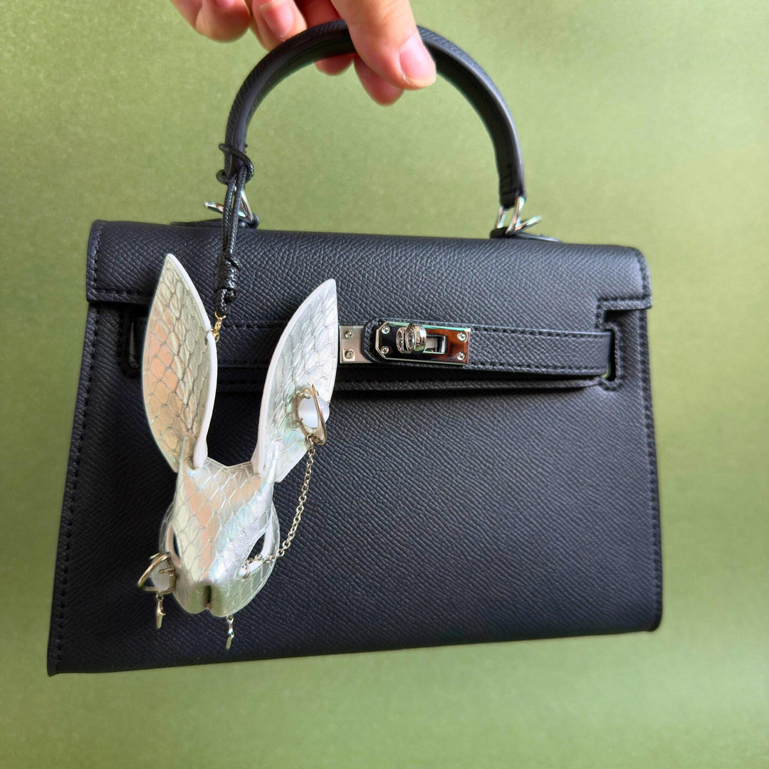 Silver Snakeskin Bunny Bag Charm — product photograph 2