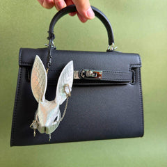 Silver Snakeskin Bunny Bag Charm — product photograph 2