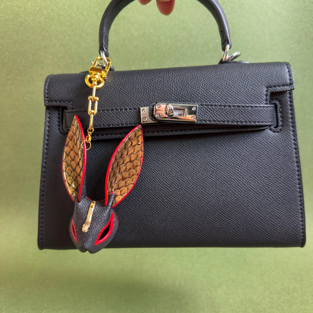 Lambskin & Snakeskin Rabbit Keychain Charm — product photograph 8