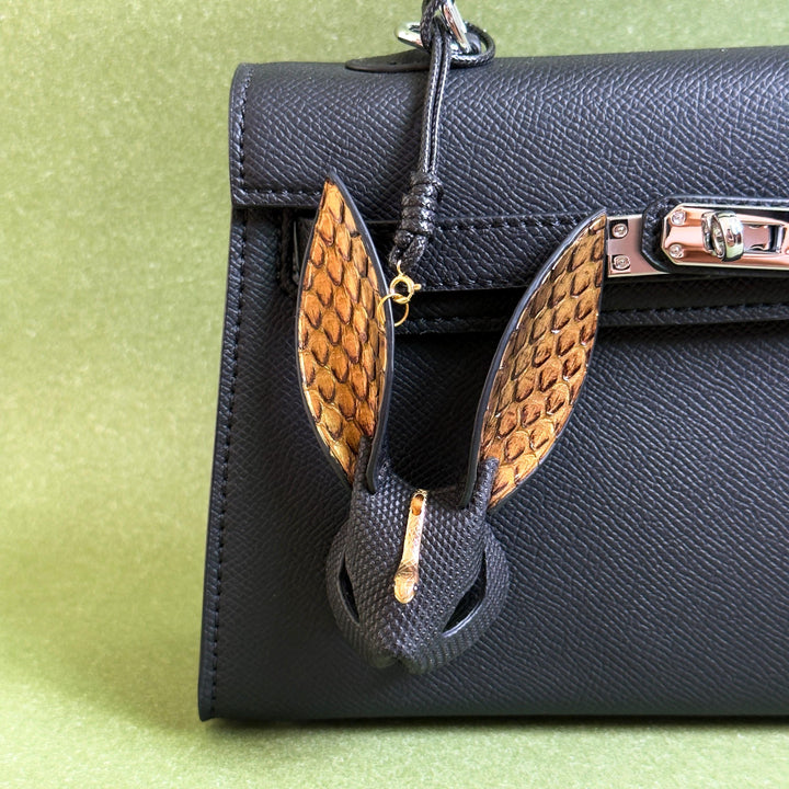 Lambskin & Snakeskin Rabbit Keychain Charm — product photograph 6
