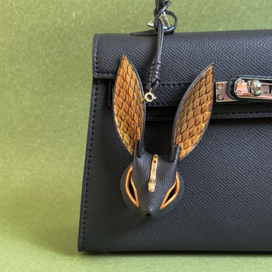 Lambskin & Snakeskin Rabbit Keychain Charm — product photograph 5