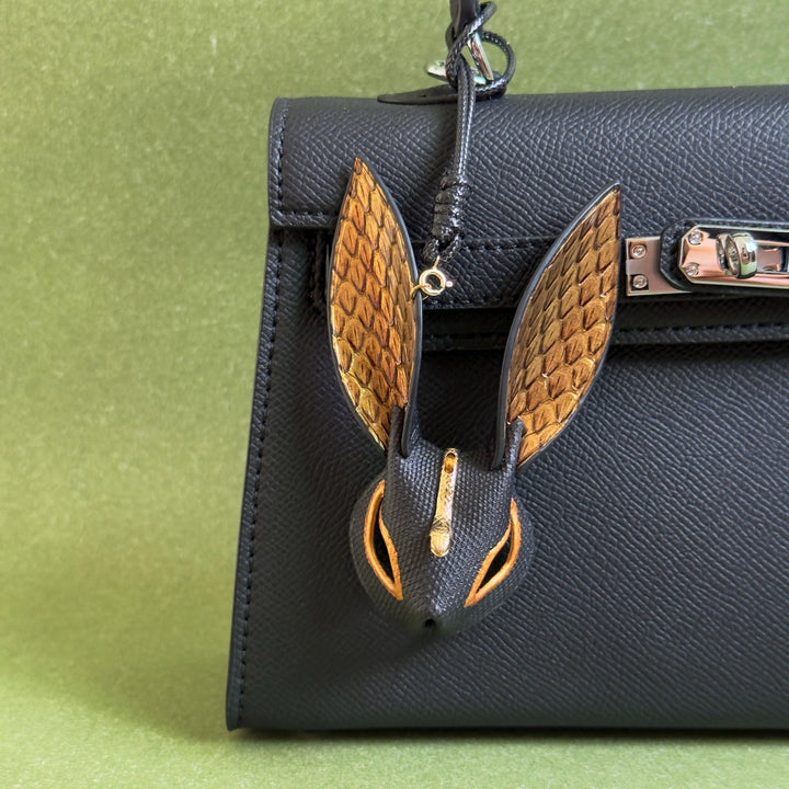 Lambskin & Snakeskin Rabbit Keychain Charm — product photograph 5