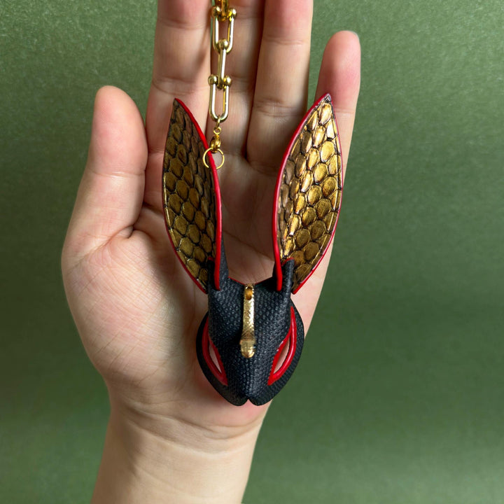 Lambskin & Snakeskin Rabbit Keychain Charm — product photograph 16