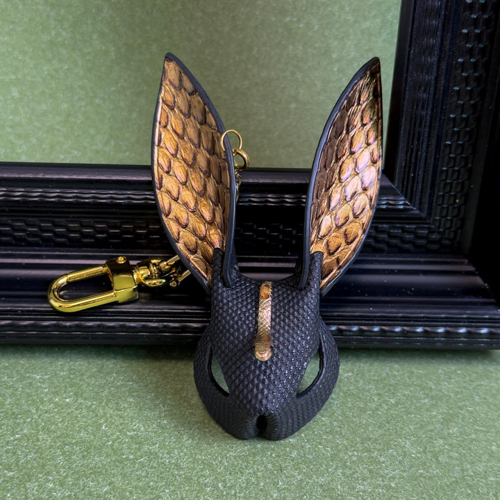 Lambskin & Snakeskin Rabbit Keychain Charm — product photograph 12