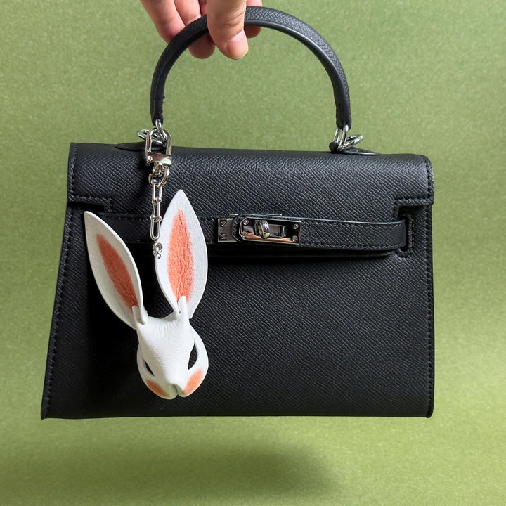Pink & Red Ear Lambskin Bunny Bag Charm — product photograph 7