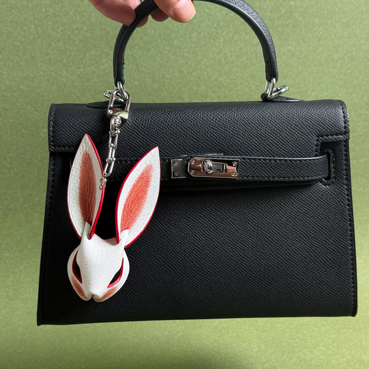 Pink & Red Ear Lambskin Bunny Bag Charm — product photograph 6