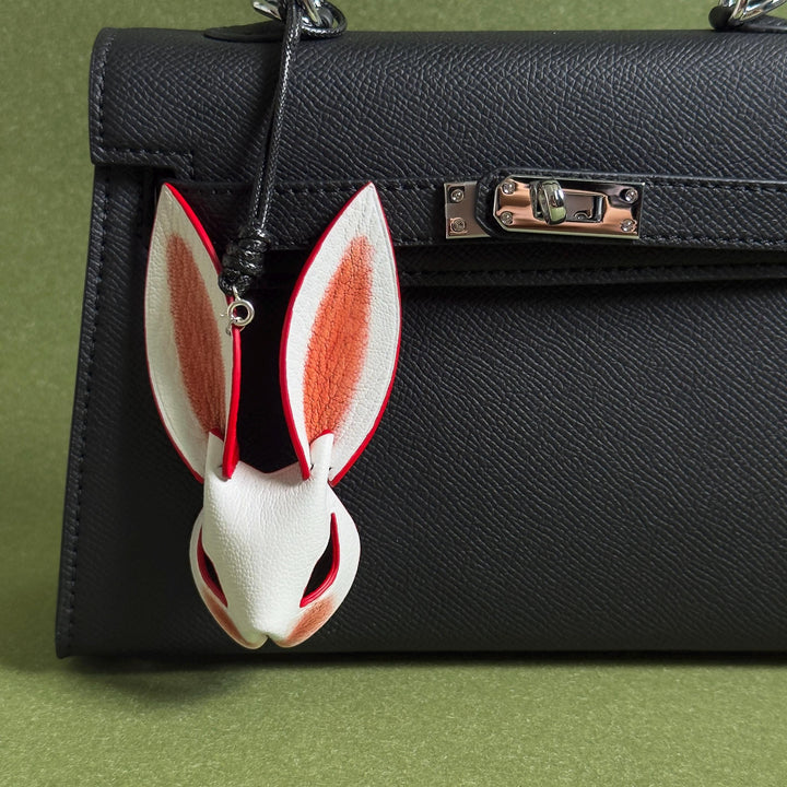 Pink & Red Ear Lambskin Bunny Bag Charm — product photograph 5
