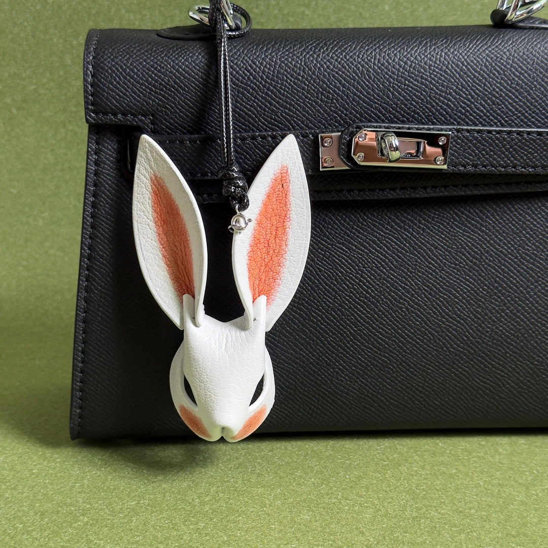 Pink & Red Ear Lambskin Bunny Bag Charm — product photograph 4
