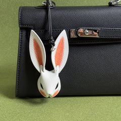 Pink & Red Ear Lambskin Bunny Bag Charm — product photograph 4