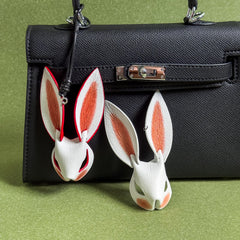 Pink & Red Ear Lambskin Bunny Bag Charm — product photograph 1