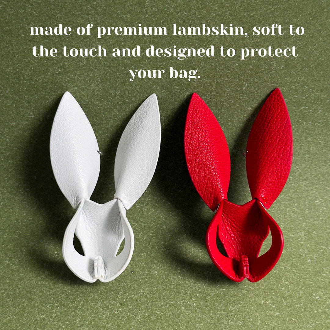 Pink & Red Ear Lambskin Bunny Bag Charm — product photograph 3