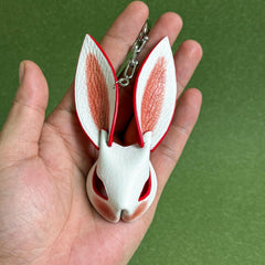 Pink & Red Ear Lambskin Bunny Bag Charm — product photograph 14