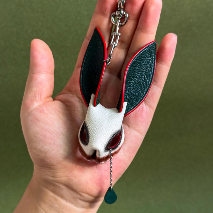 Hand-Painted Clown Bunny Bag Charm — product photograph 1