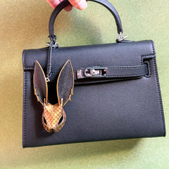 Gold Snakeskin Bunny Keychain Charm — product photograph 3