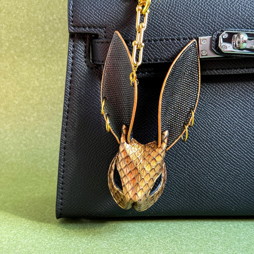 Gold Snakeskin Bunny Keychain Charm — product photograph 1