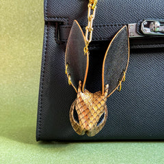 Gold Snakeskin Bunny Keychain Charm — product photograph 1