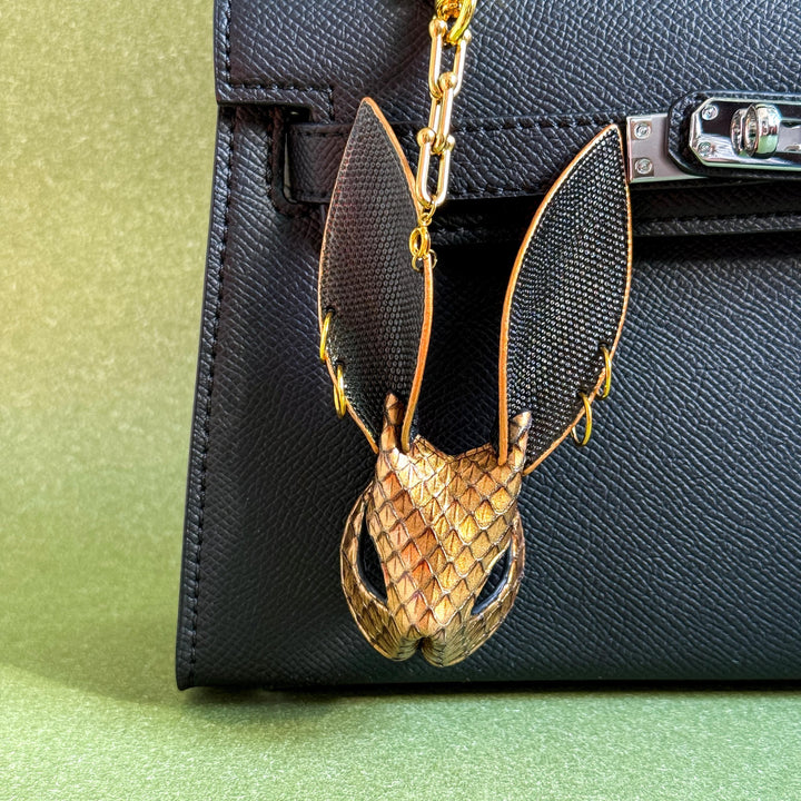 Gold Snakeskin Bunny Keychain Charm — product photograph 1